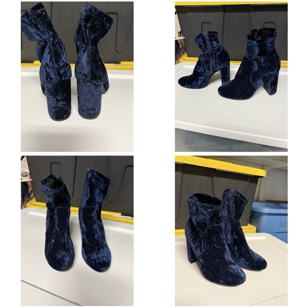 Mossimo Supply Co. Velvet Heeled Boots - Deep Blue